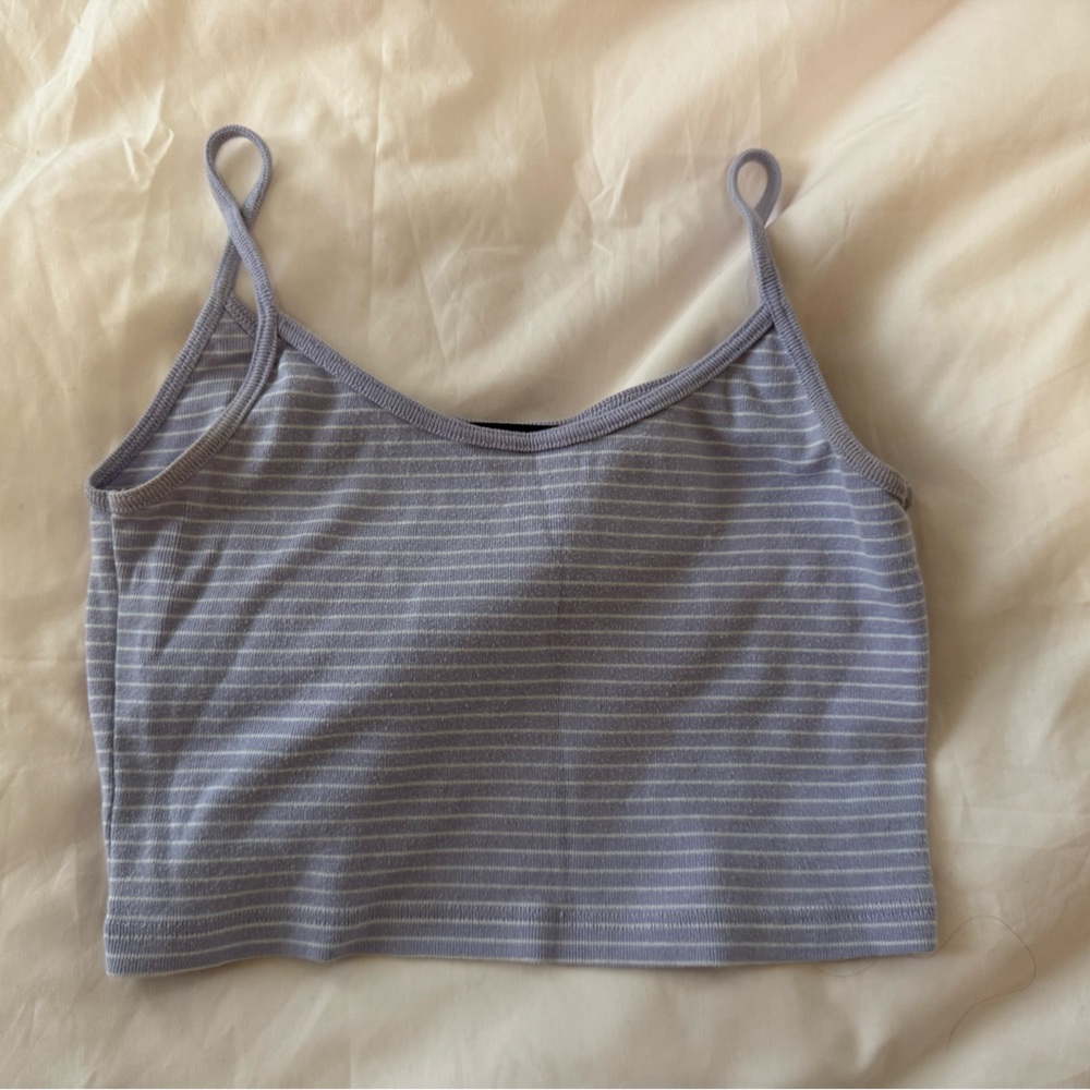 Brandy Melville Lavender Striped Crop Top